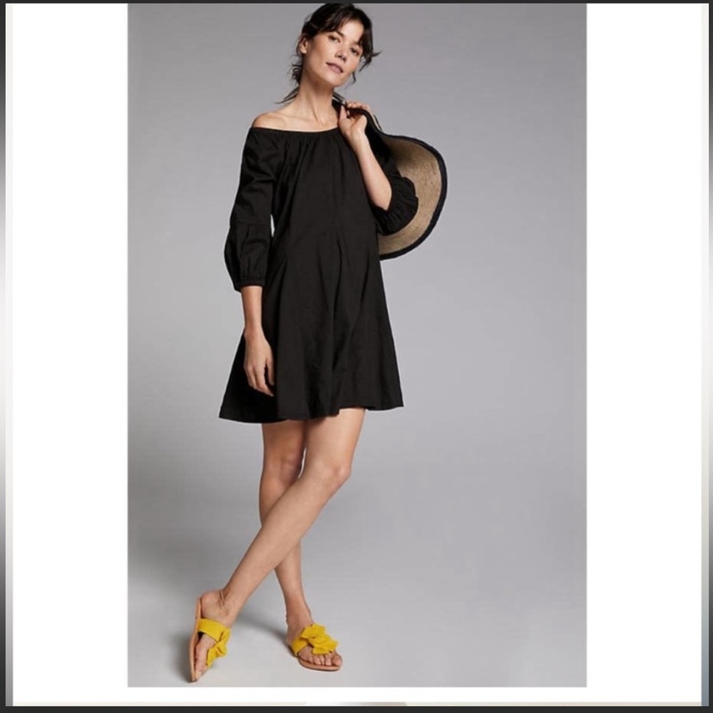 Daily Practice Anthropologie Mollie Tunic Dress Black Off the shoulder Small M